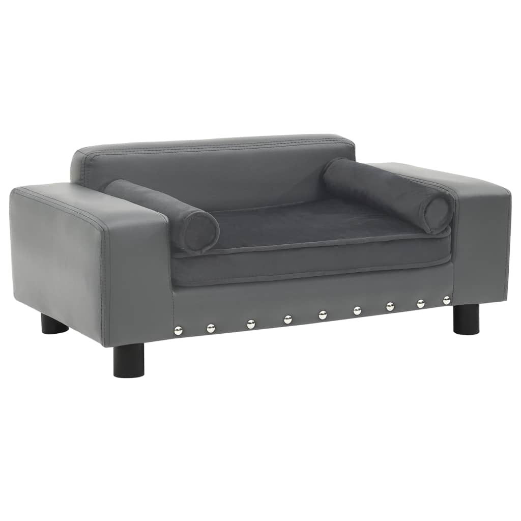 vidaXL Dog sofa 81x43x31 cm plush and artificial leather grey