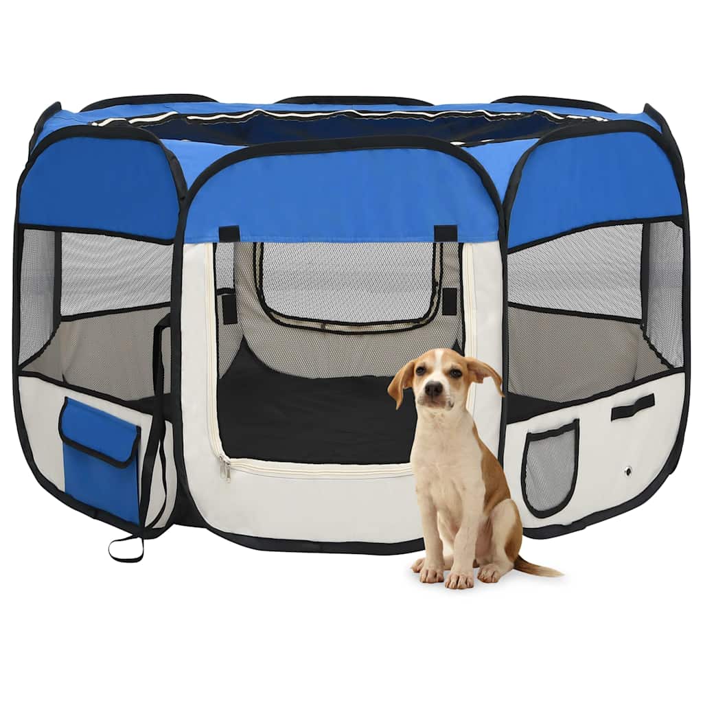 vidaXL Foldable Dog Playpen with Carry Bag 90x90x58 cm Black