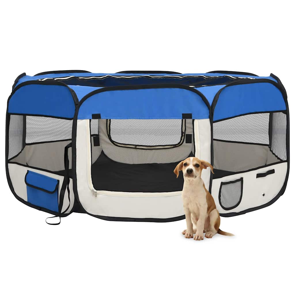 vidaXL Foldable Dog Playpen with Carry Bag 90x90x58 cm Black