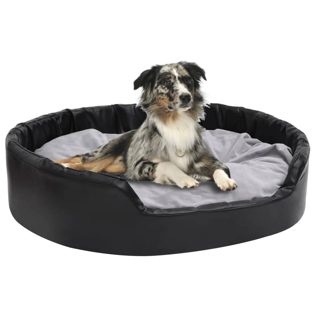 vidaXL Hondenmand 69x59x19 cm peluche et artisanat noir et gris