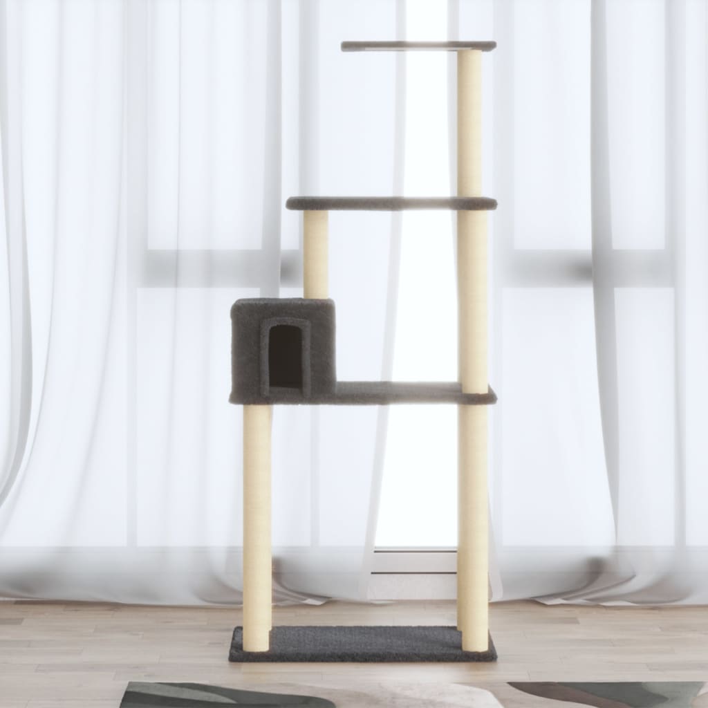 vidaXL Cat scratcher with sisal scratching posts 147 cm cream