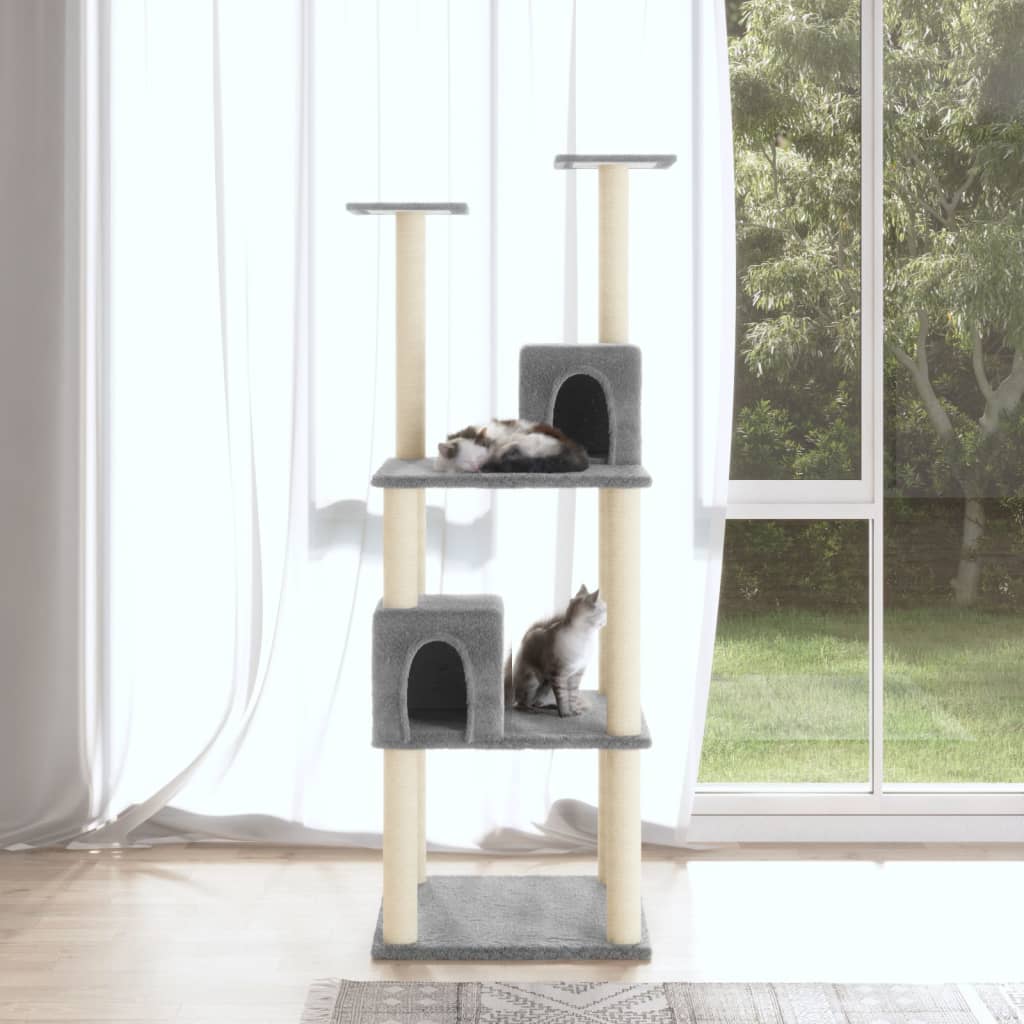 vidaXL Cat tree with sisal scratching posts 141 cm cream