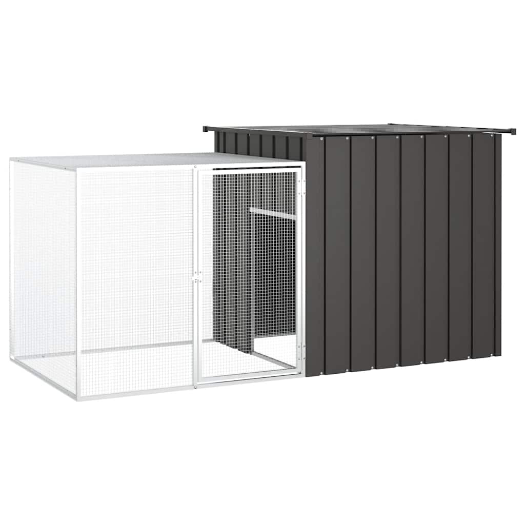 vidaXL Chicken Coop 200x91x100 cm Galvanized Steel Anthracite