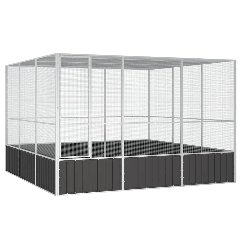 vidaXL Aviary 111x107x211.5 cm galvanized steel anthracite