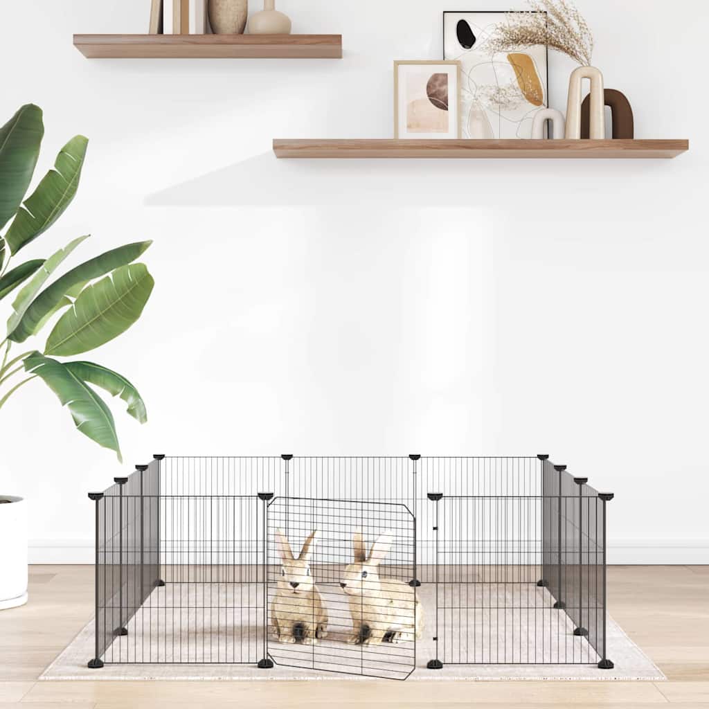 vidaXL Pet Playpen with 8 Panels, Black, 35x35 cm, Steel