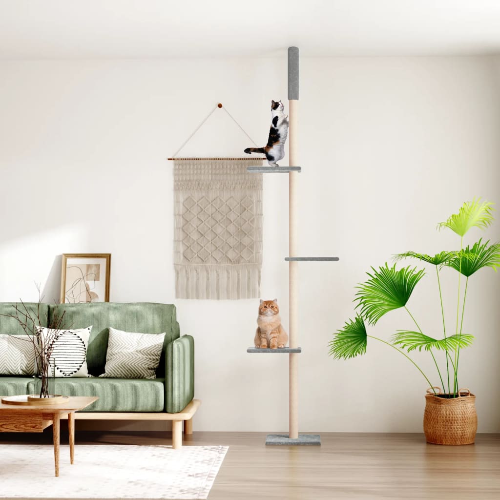 vidaXL Cat Tree Floor-to-Ceiling 267.5-297.5 cm Light Grey