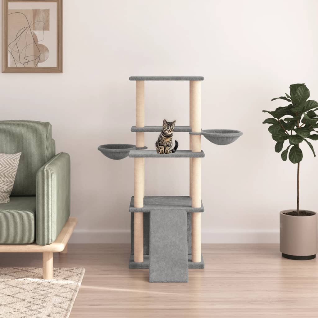 vidaXL Cat Tree with Sisal Scratching Posts 133 cm Cream