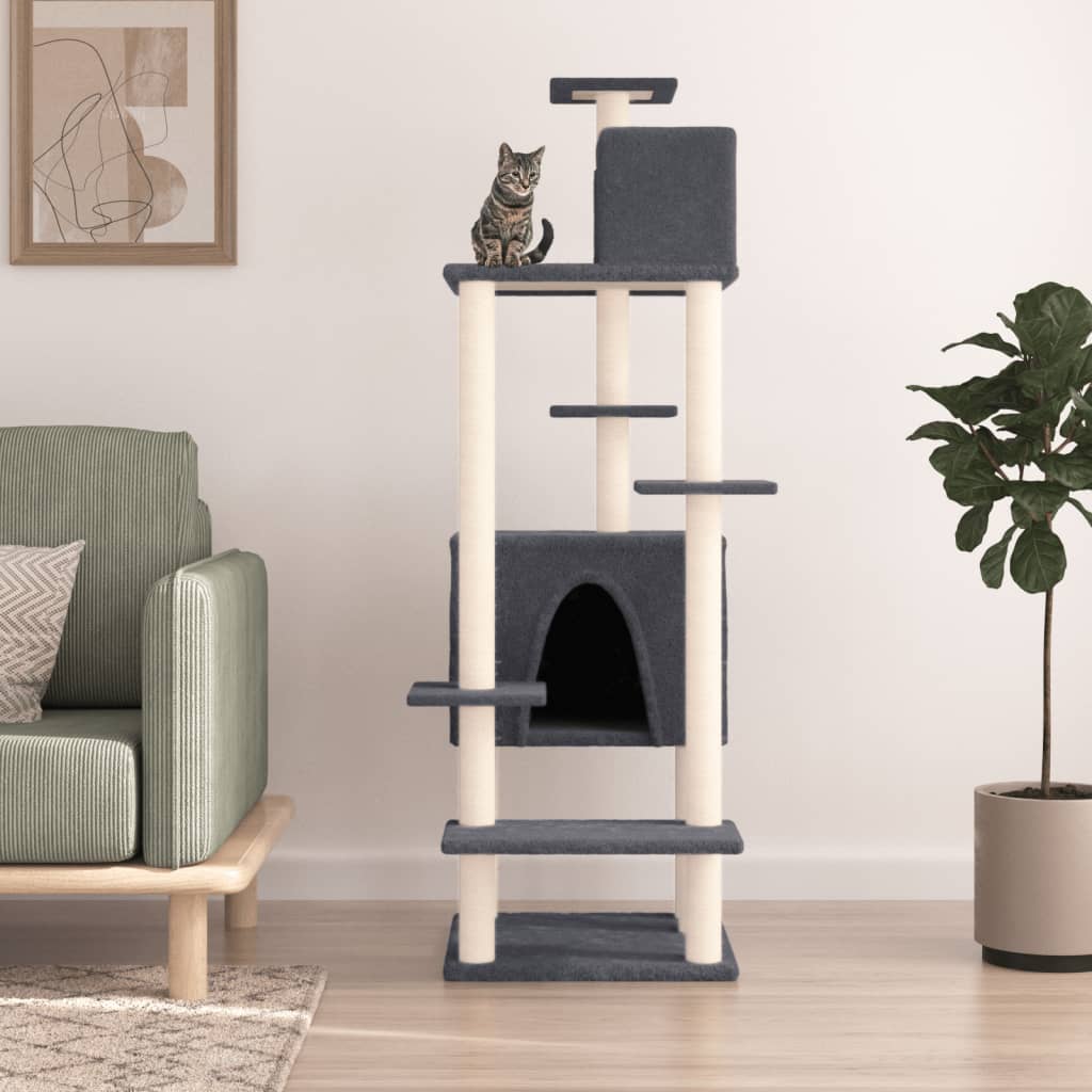 vidaXL Cat Tree with Sisal Scratching Posts 154 cm Cream
