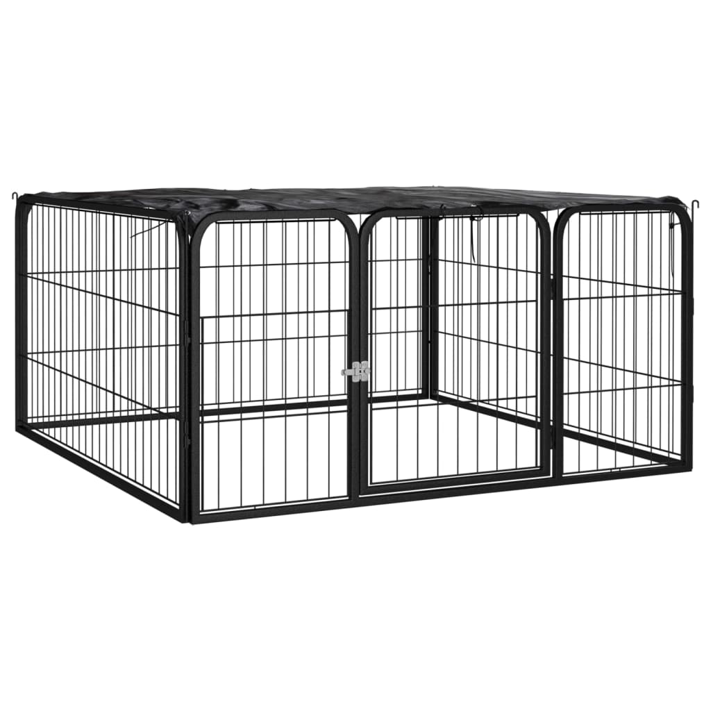 vidaXL Dog Kennel 4 Panels 100x50 cm Powder-Coated Steel Black