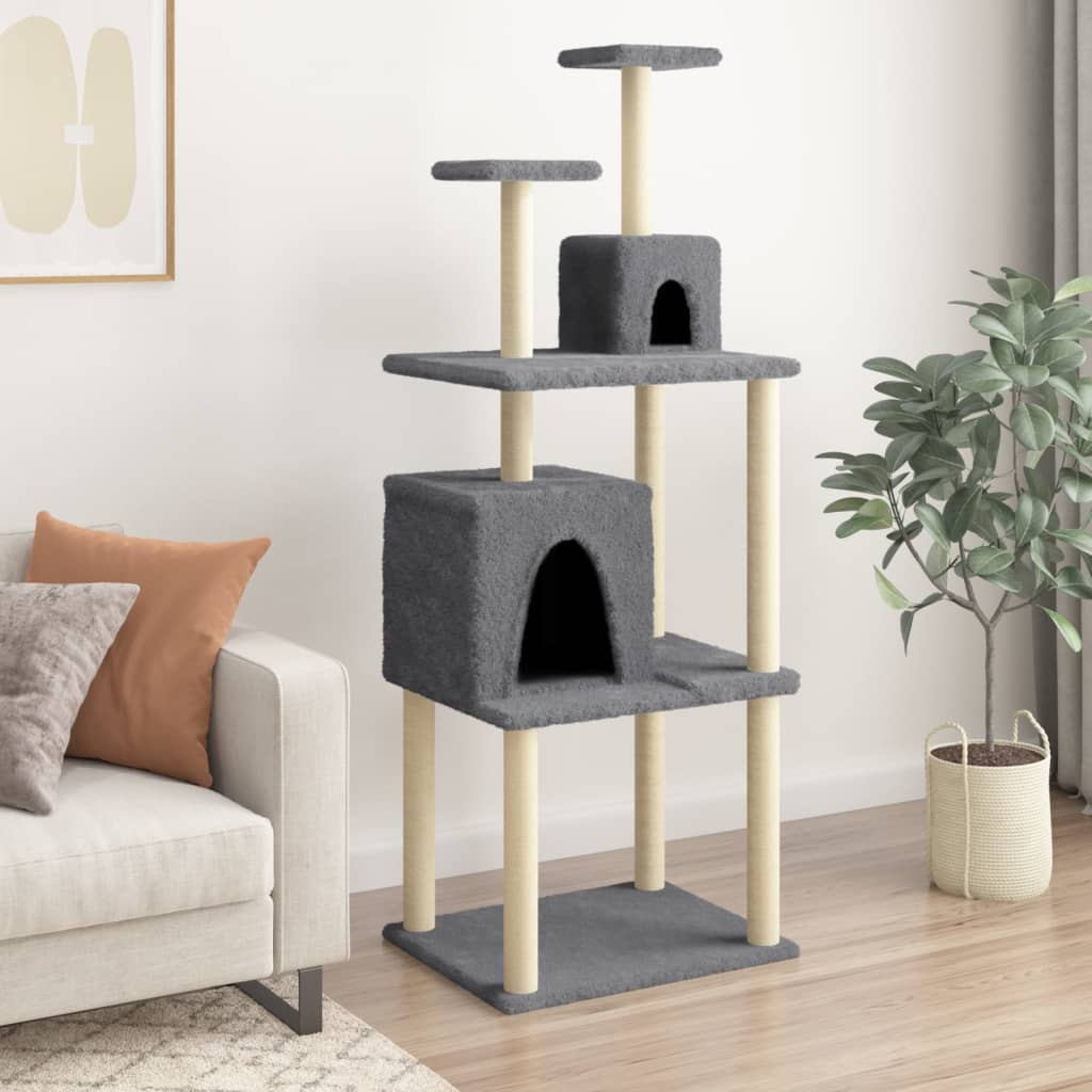 vidaXL Kattenmeubel met sisal krabpalen 167 cm crèmekleurig