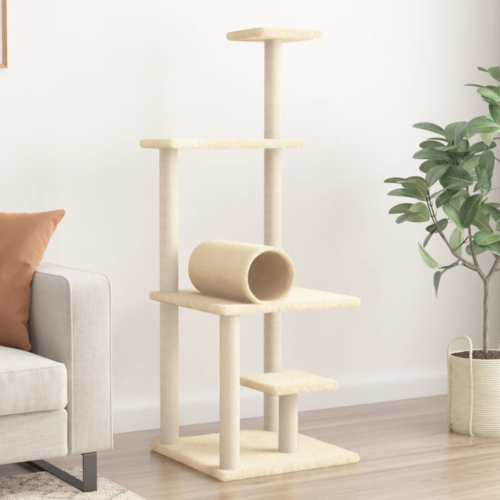 vidaXL Kattenmeubel met sisal krabpalen 136 cm donkergrijs