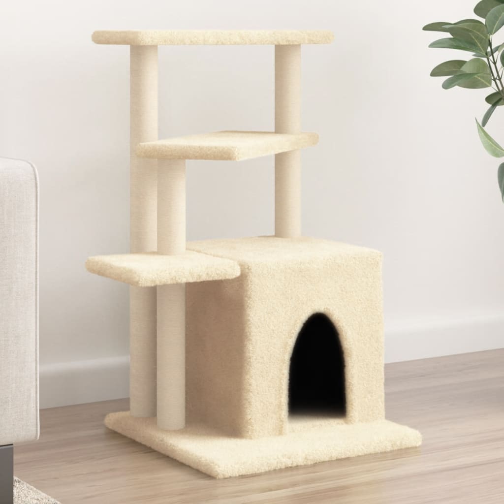 vidaXL Cat Tree with Sisal Scratching Posts 83.5 cm Cream