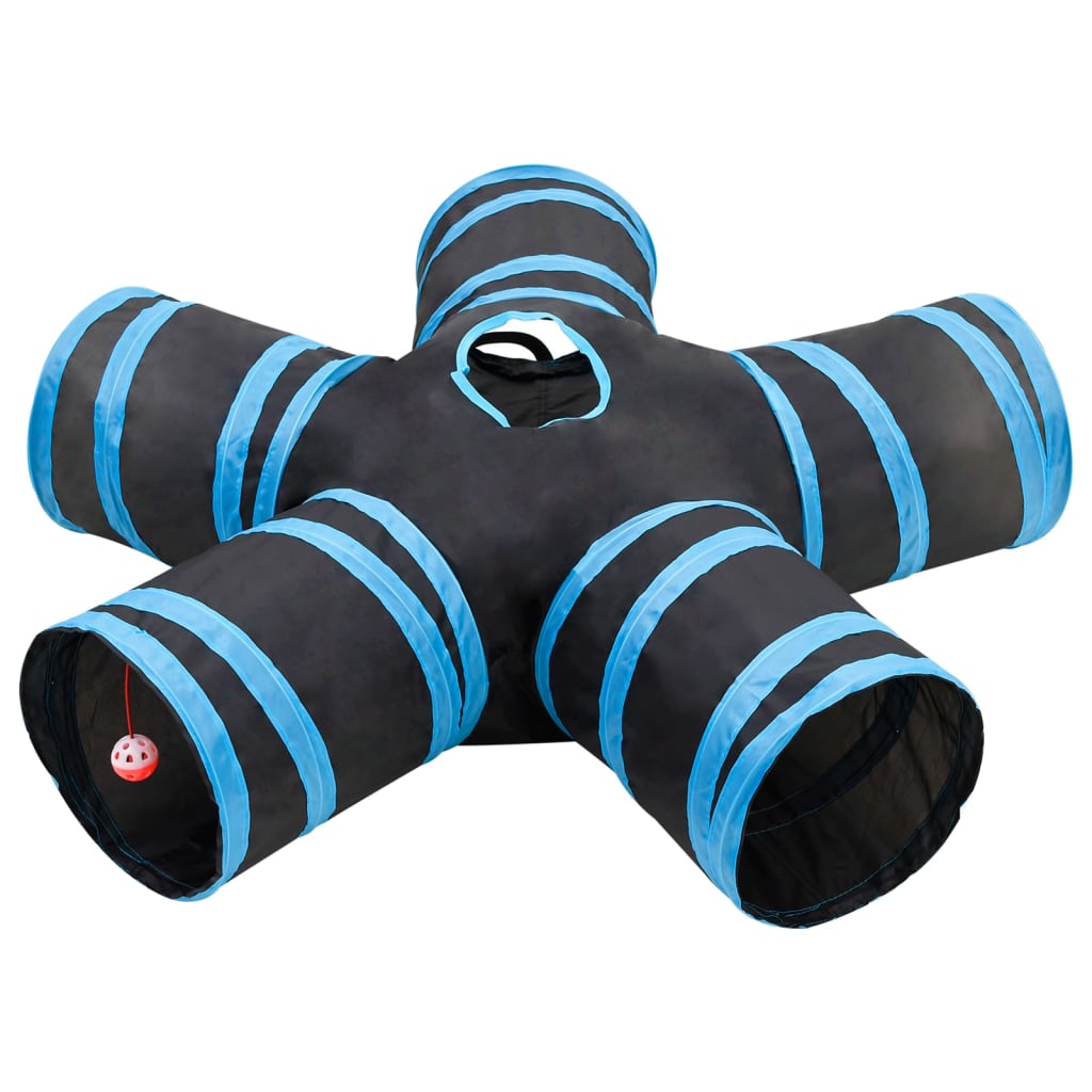 vidaXL Cat Tunnel 3-Way 90 cm Polyester Black and Blue