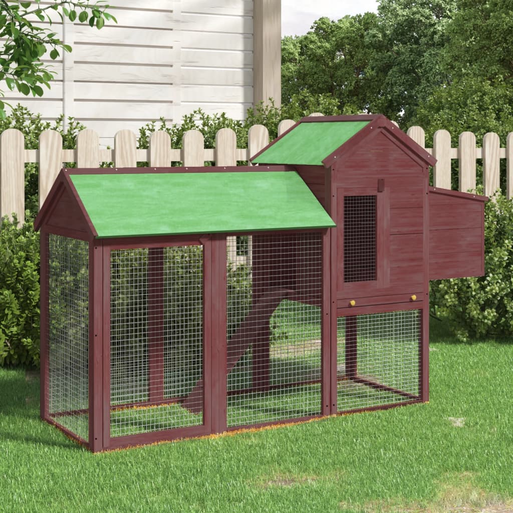 vidaXL Chicken Coop 193x65x117 cm Solid Pine Wood Brown