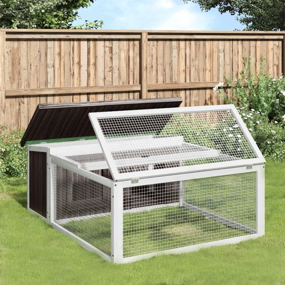vidaXL Rabbit Hutch 117.5x97x47.5 cm Solid Pine Wood Brown