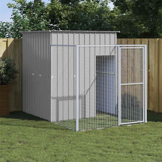 vidaXL Hondenhok met ren 165x251x181 cm gegalvaniseerd staal antraciet