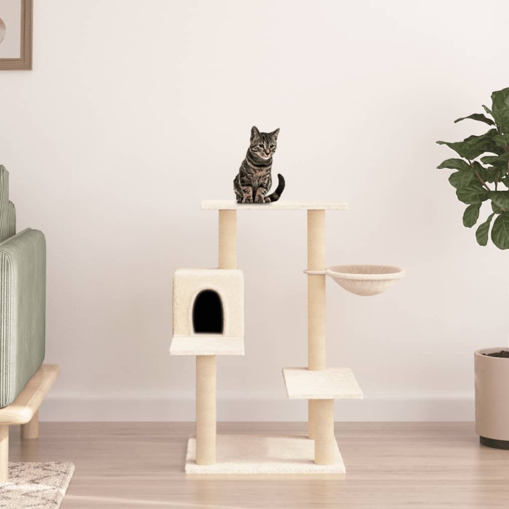 vidaXL Cat Tree with Sisal Scratching Posts 82.5 cm Cream