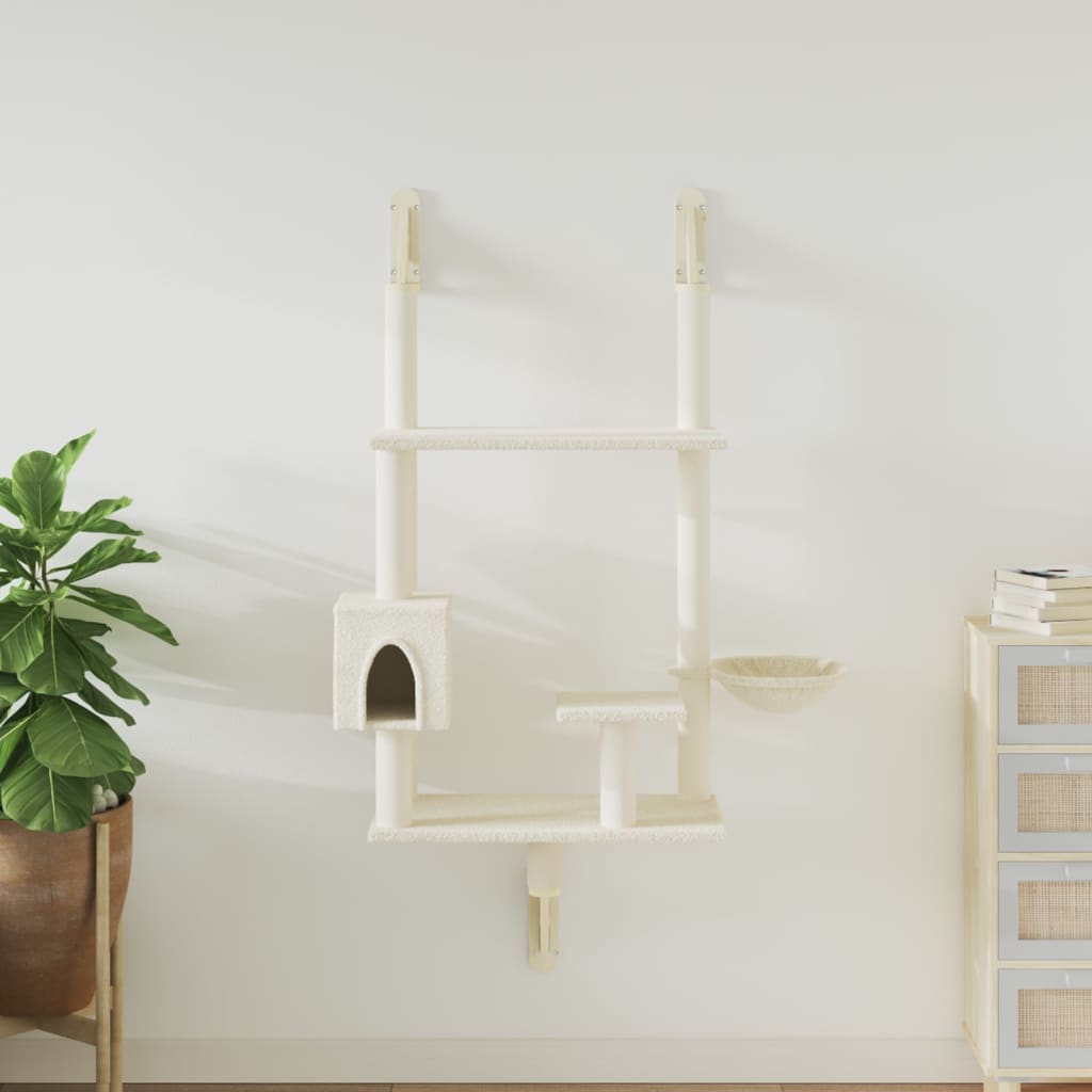vidaXL Kattenmeubel wandgemonteerd met krabpaal 153 cm lichtgrijs