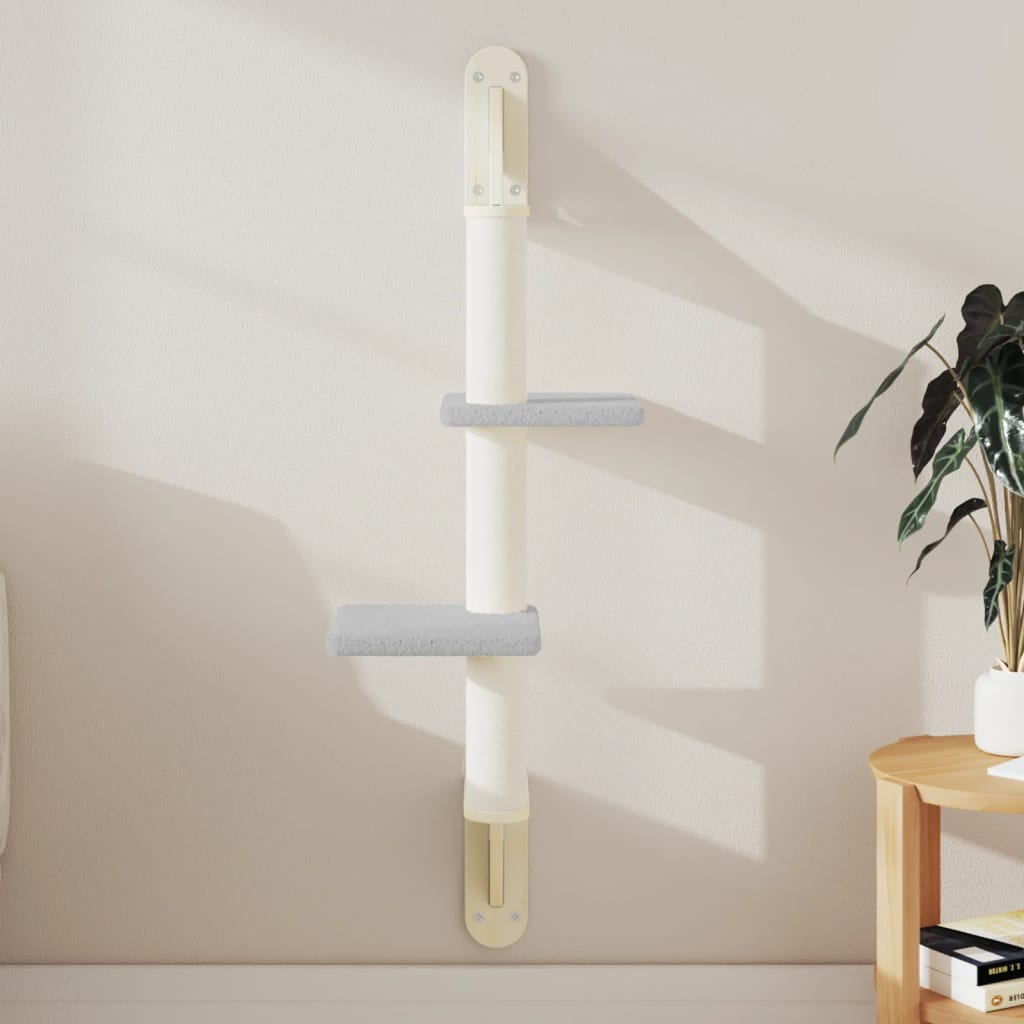 vidaXL Wall-Mounted Cat Tree with Scratching Post 108 cm Cream