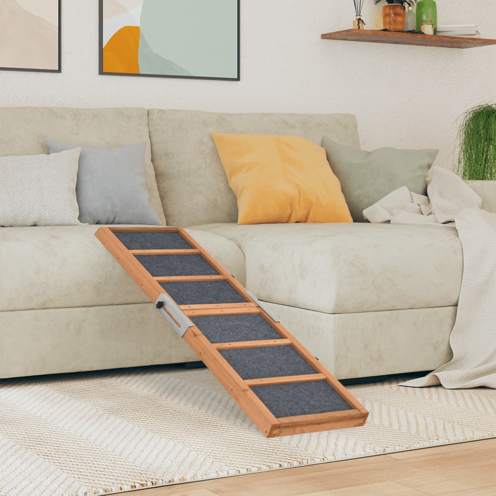 vidaXL Dog Ramp 100x40 cm Solid Fir Wood Grey