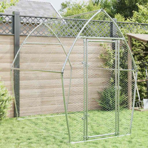 vidaXL Chicken Coop 200x105x182 cm Galvanized Steel Silver