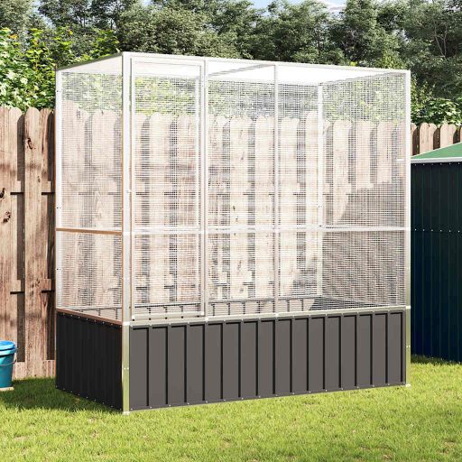 vidaXL Volière 210,5x107x212 m staal zilverkleurig