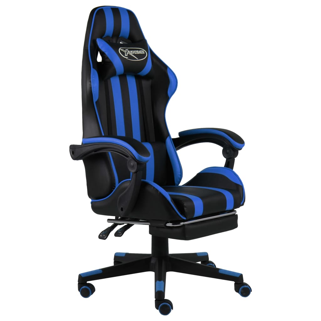 vidaXL Racestoel kunstleer zwart en blauw