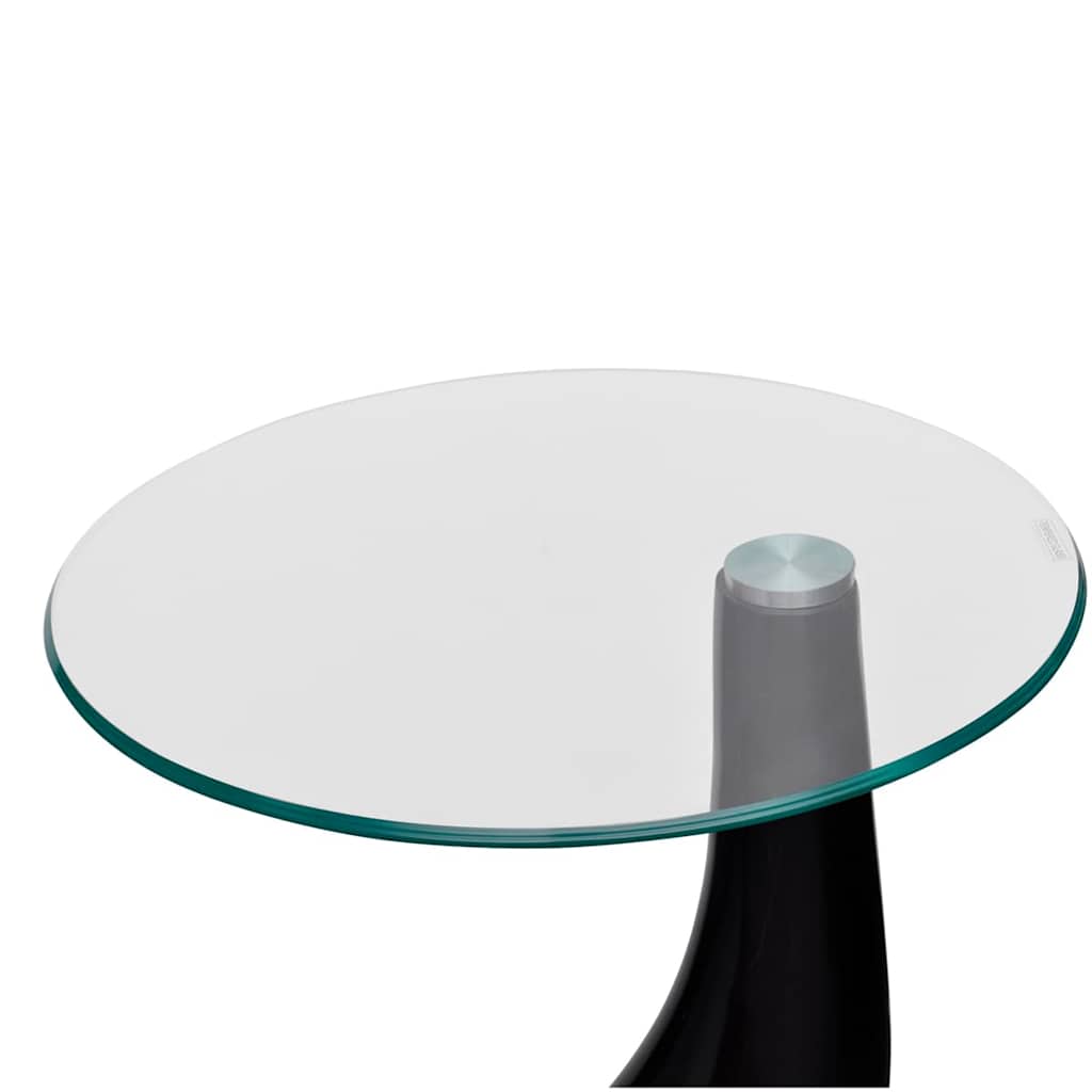 vidaXL Salontafel met rond glazen tafelblad hoogglans zwart