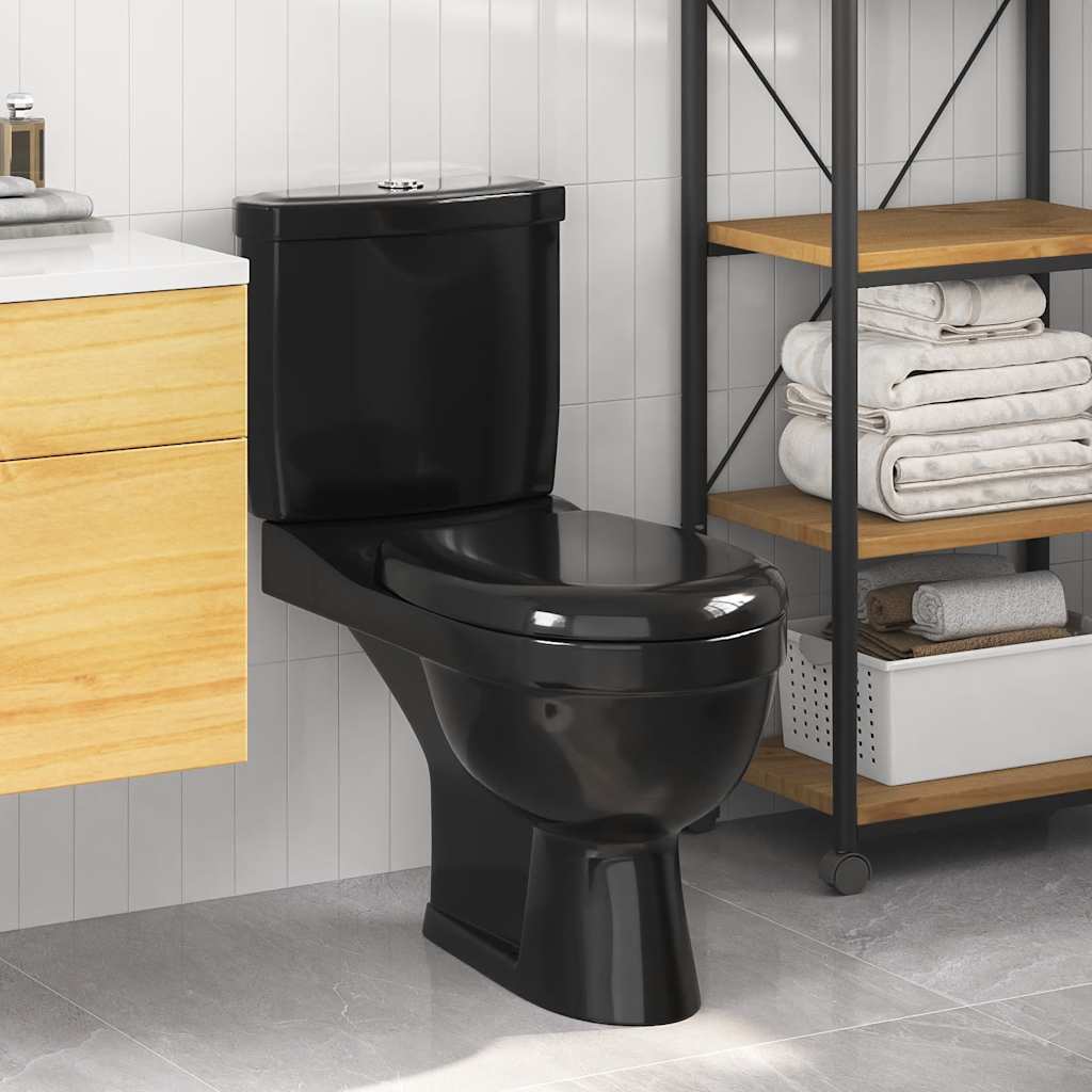 vidaXL Toilet met stortbak zwart