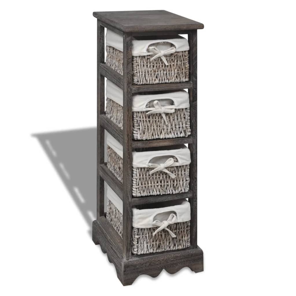 vidaXL Cabinet with 3 Woven Baskets on Left Wood White