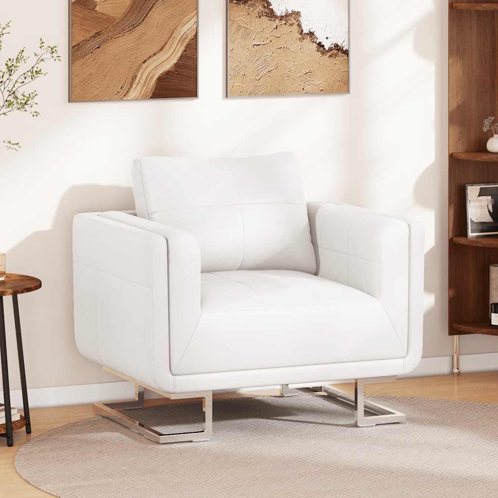 vidaXL Cube Armchair with Chrome Legs Faux Leather Brown