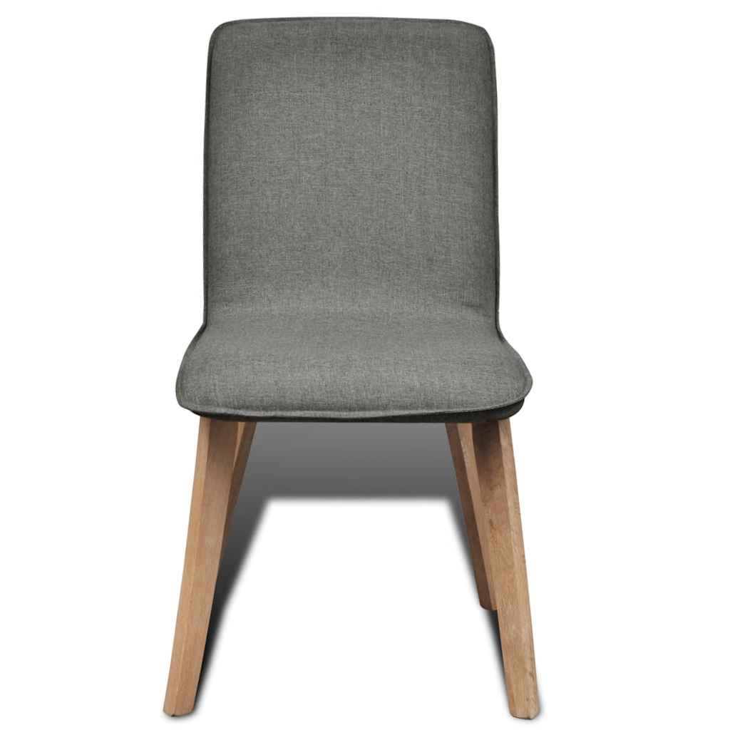vidaXL Dining Chairs 4 pcs Fabric and Solid Oak Beige