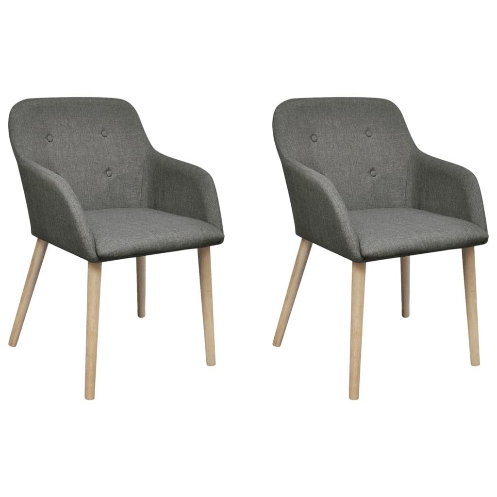 vidaXL Dining Chairs 2 pcs Fabric and Solid Oak Wood Beige