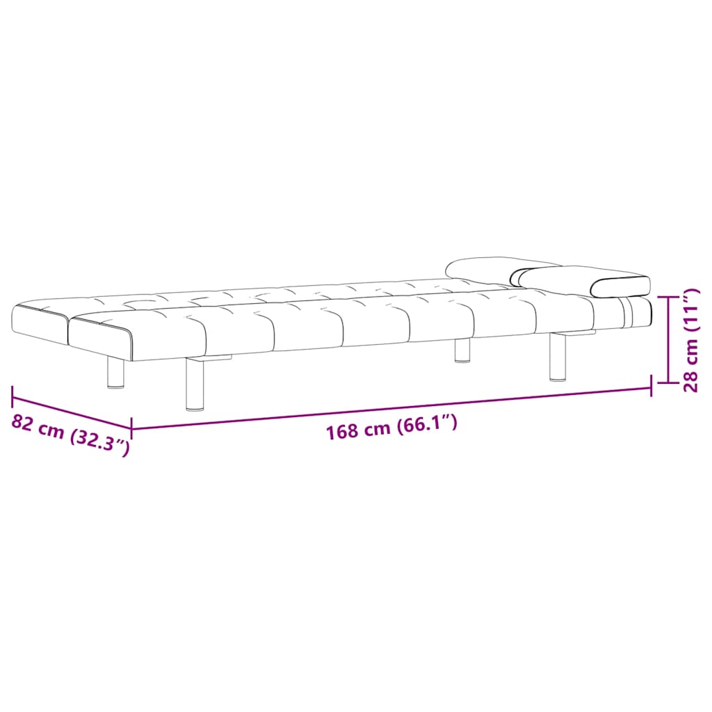 vidaXL Sofa bed with two cushions adjustable artificial leather black