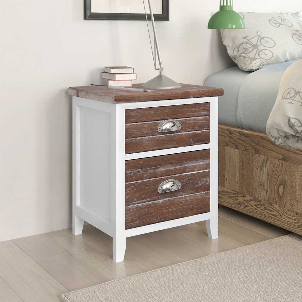 vidaXL Nightstands 2 pcs with 2 drawers grey and white