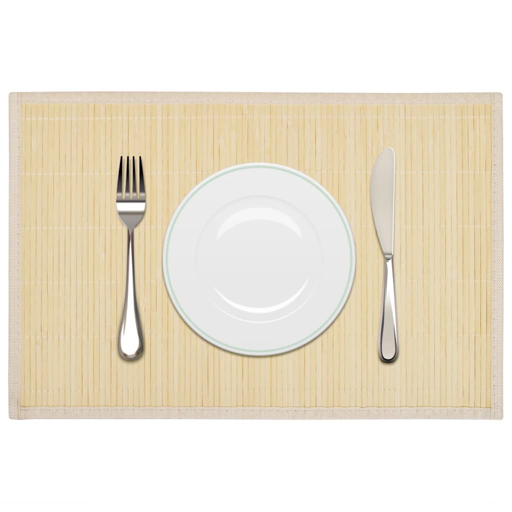 6 Placemats bamboe 30 x 45 cm natuurlijk