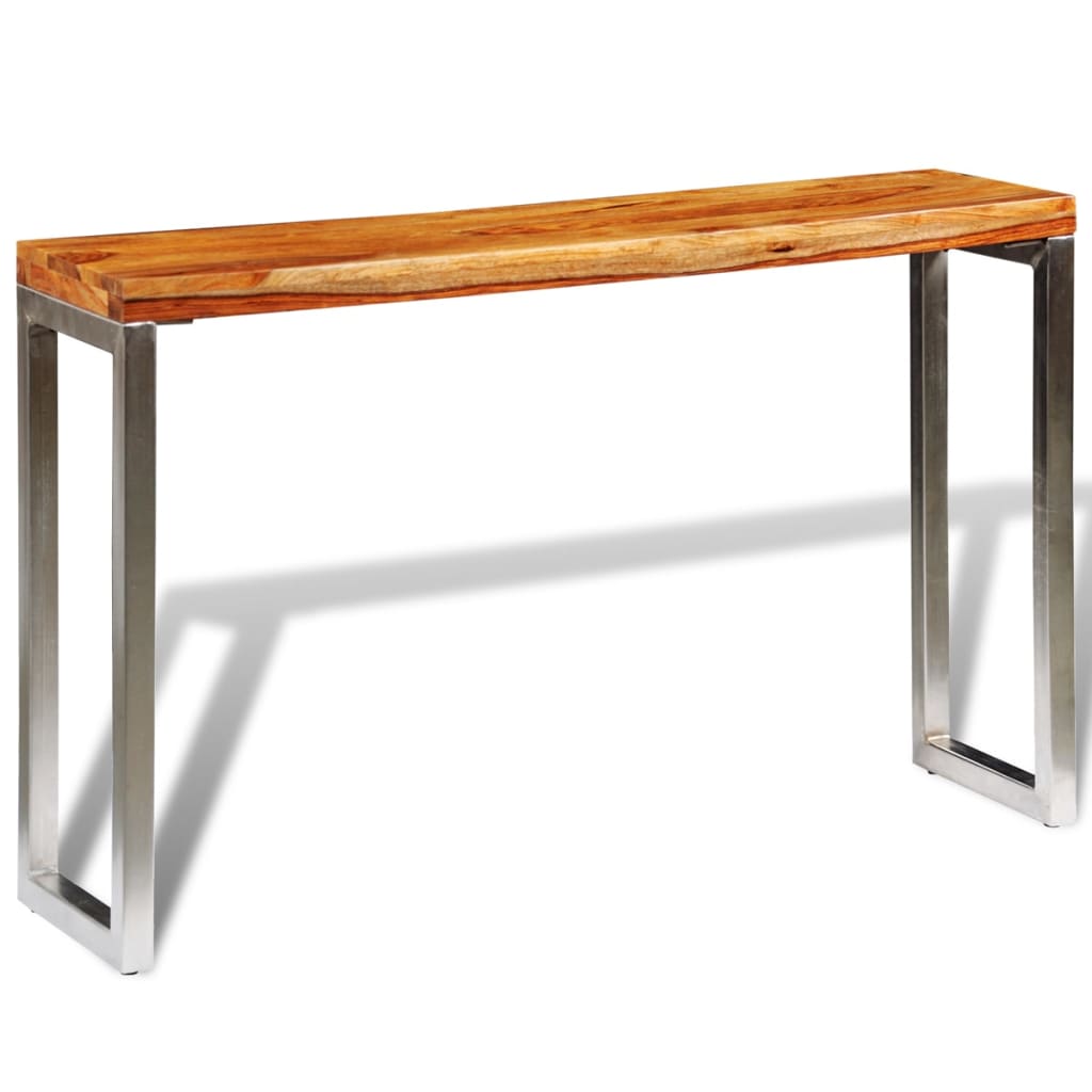 vidaXL Wandtafel met stalen poten massief hout