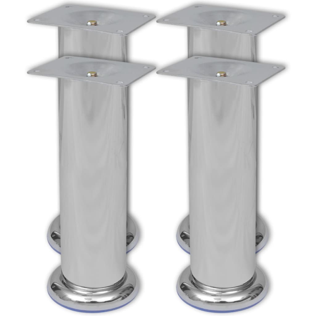 Bankpoten rond chroom 60 mm 4 st