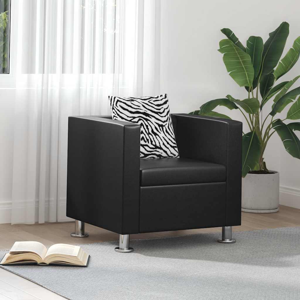vidaXL Fauteuil kunstleer zwart