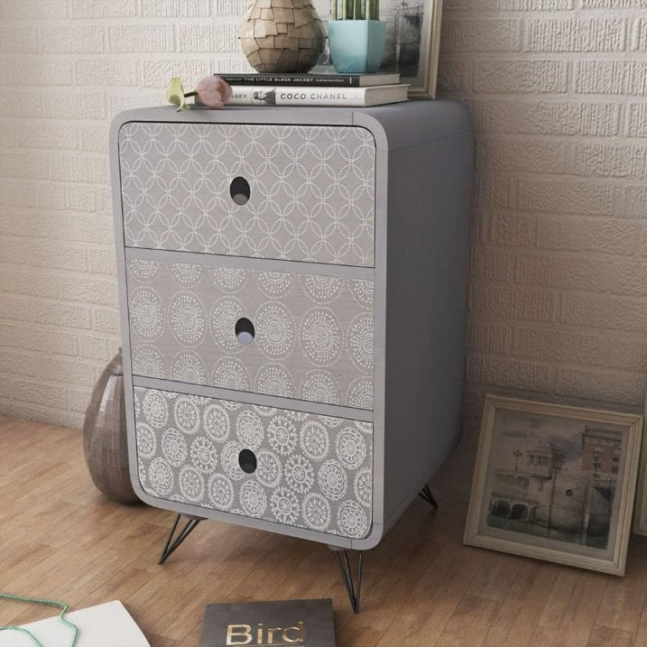 vidaXL Nightstand with 3 drawers grey