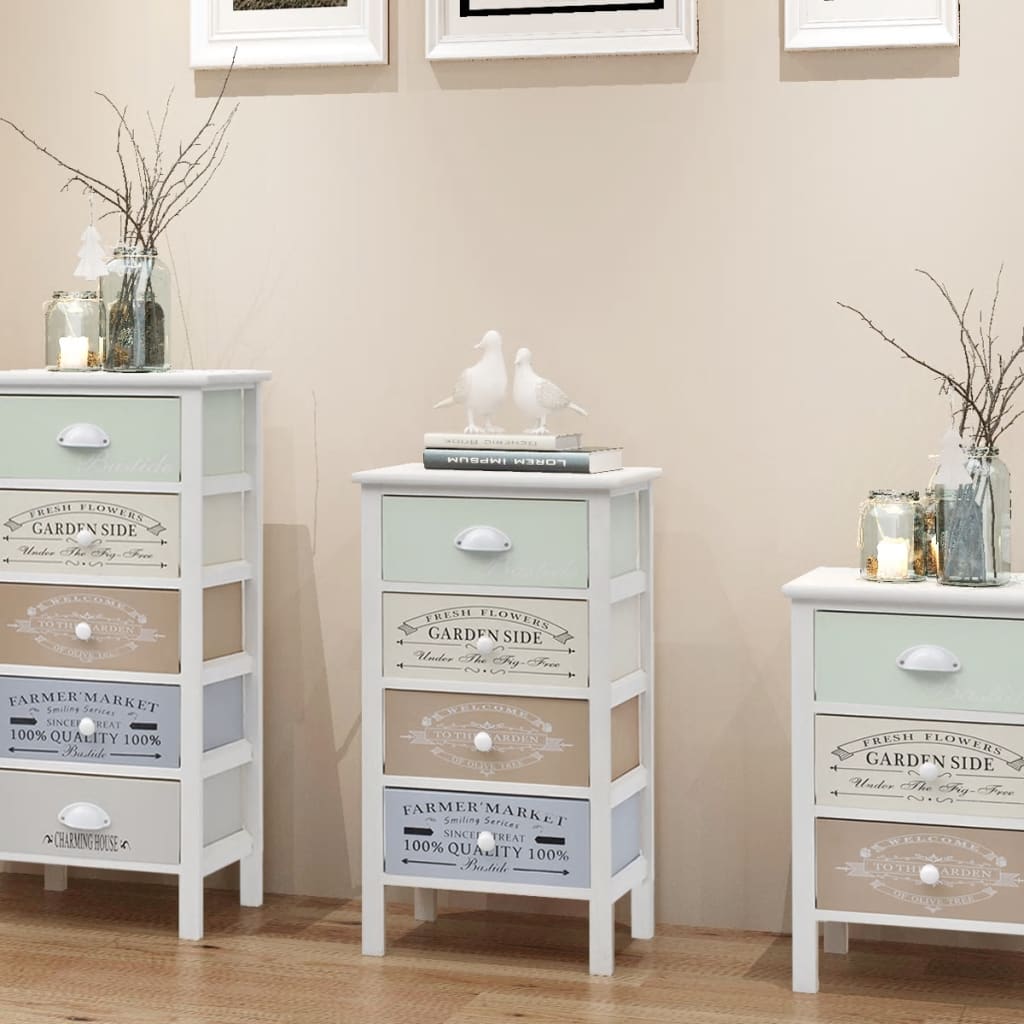 vidaXL French Storage Cabinet with 3 Drawers Wood