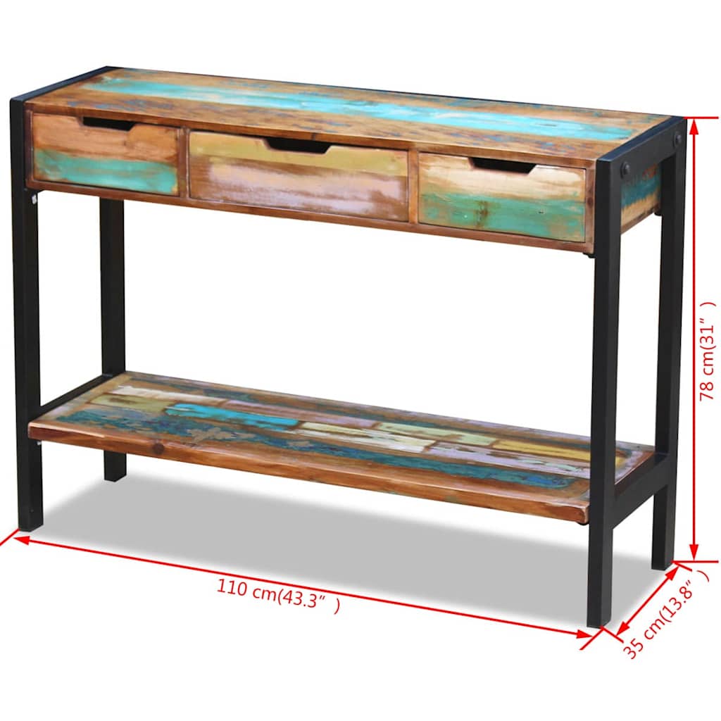 vidaXL Dressoir 3 lades massief gerecycled hout