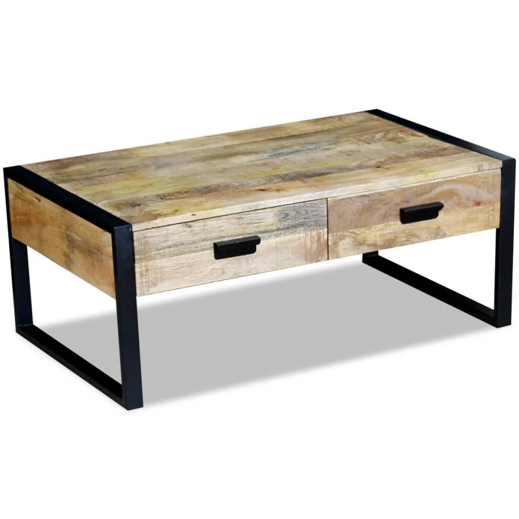 vidaXL Coffee Table with 2 Drawers 100x60x40 cm Solid Mango Wood