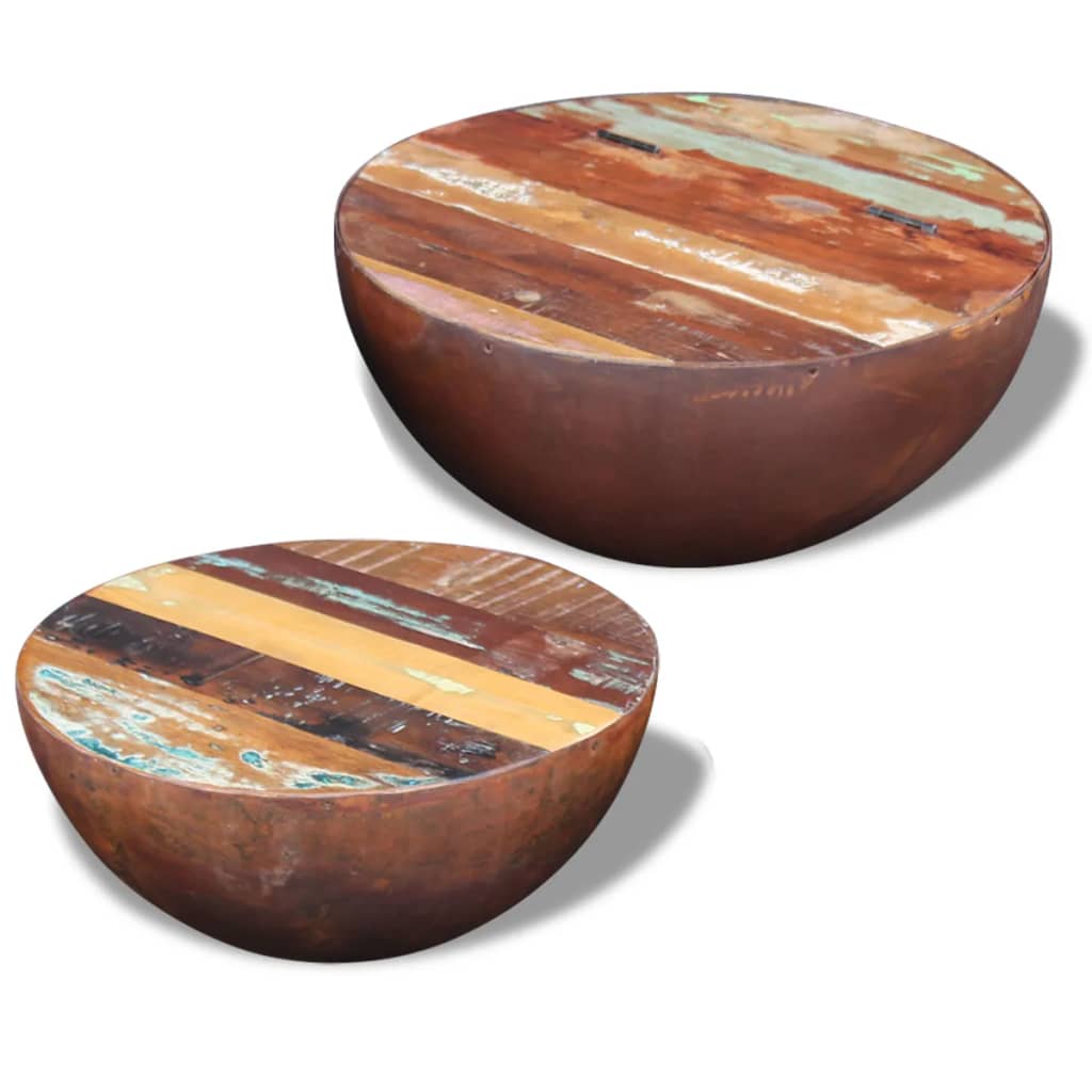 vidaXL Coffee Table Bowl Shaped with Steel Frame Recycled Wood
