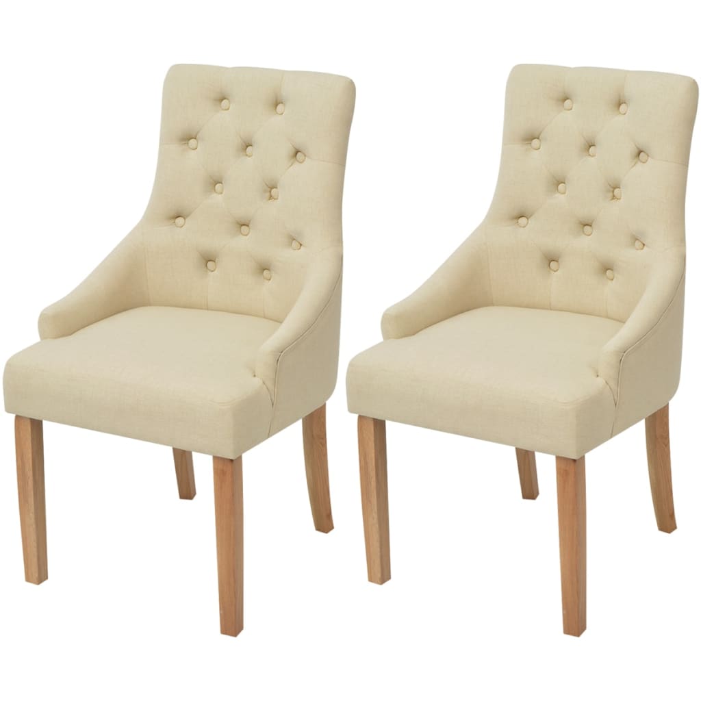 vidaXL Eetkamerstoelen 2 st stof lichtgrijs