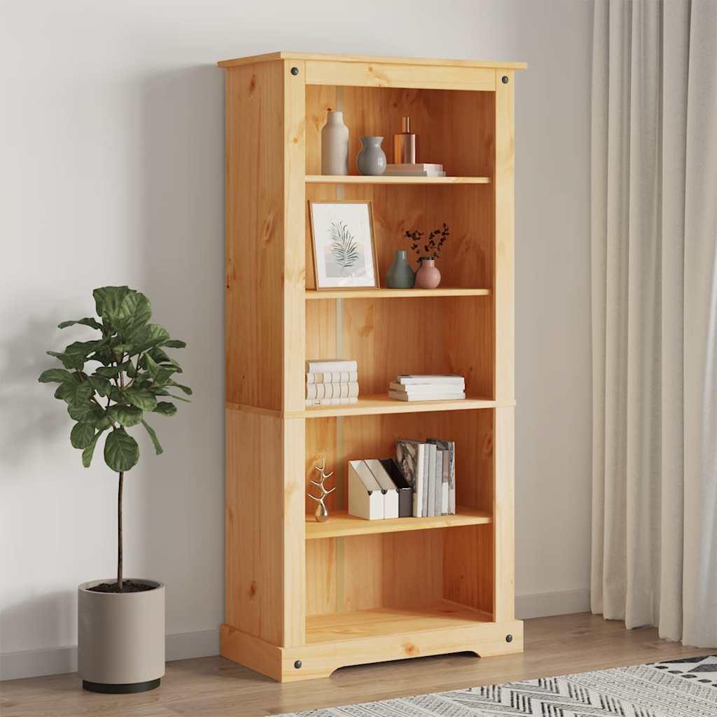 vidaXL Bookshelf solid pine wood 4 shelves Corona style 80x29x150 cm