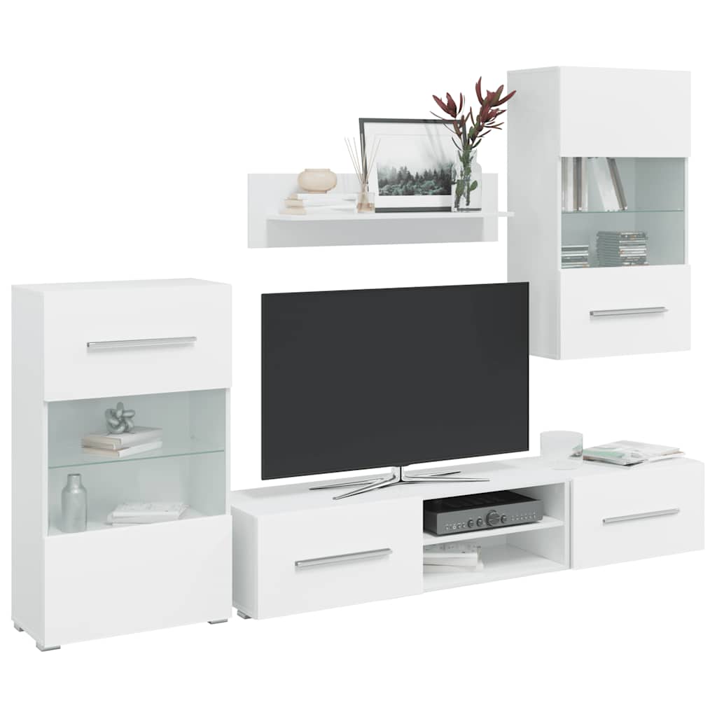 vidaXL Wall Display TV Cabinet with LED Lights Black 5-Piece