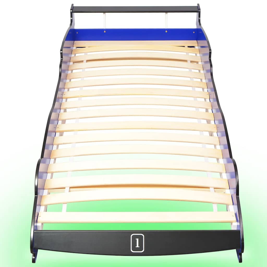 vidaXL Kids Race Car Bed with LED Light Blue 90x200 cm