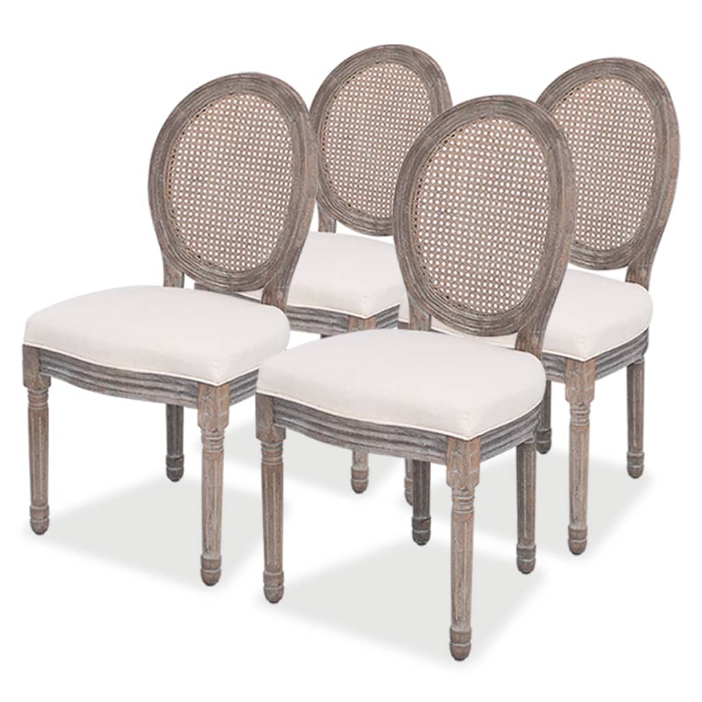 vidaXL Eetkamerstoelen 4 st stof crèmekleurig