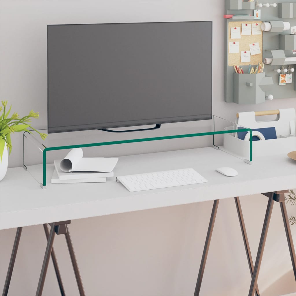 vidaXL TV-meubel/monitorverhoger transparant 60x25x11 cm glas